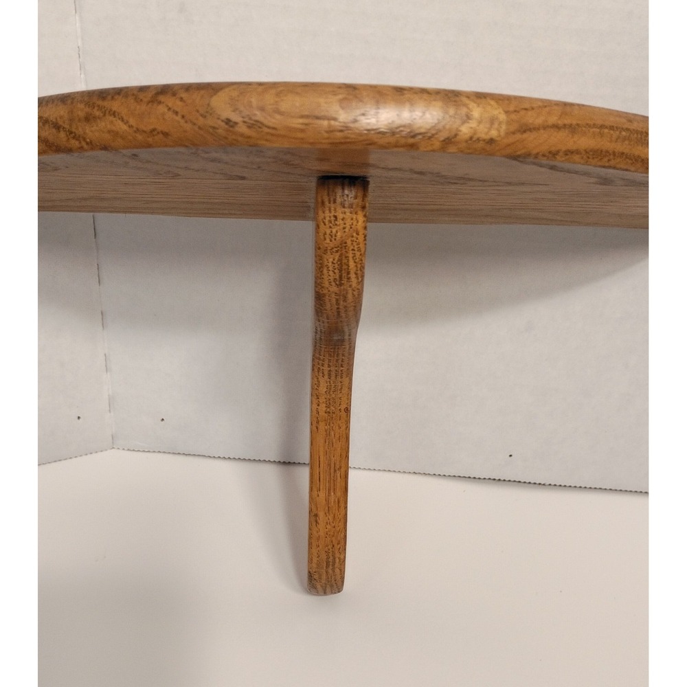 Vintage Solid Oak Half Circle Wall Shelf Sconce MCM Trinket Display 5.75 x9.75" - Picture 3 of 9